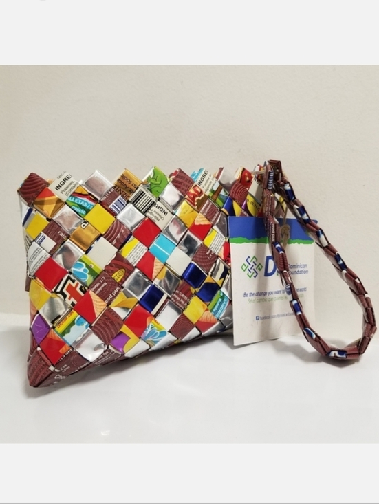 Handbags - Eco-friendly Hand Woven Recycled Foil Wrapper Silver Multi Wristlet Bag NWT